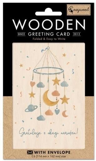 Karnet drewniany C6 + koperta Narodziny Karuzela