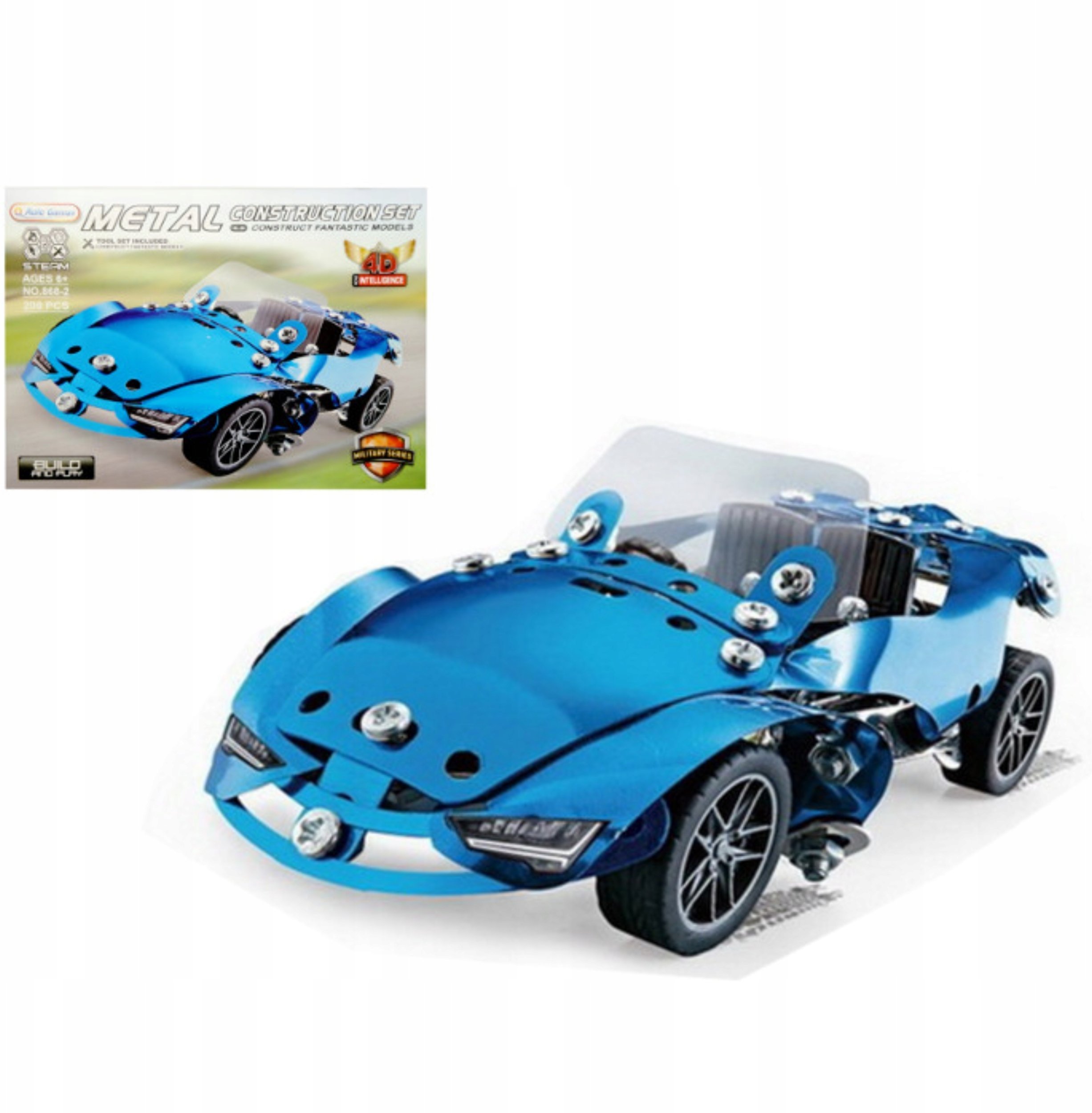 Klocki konstrukcyjne auto metalowe sportowe