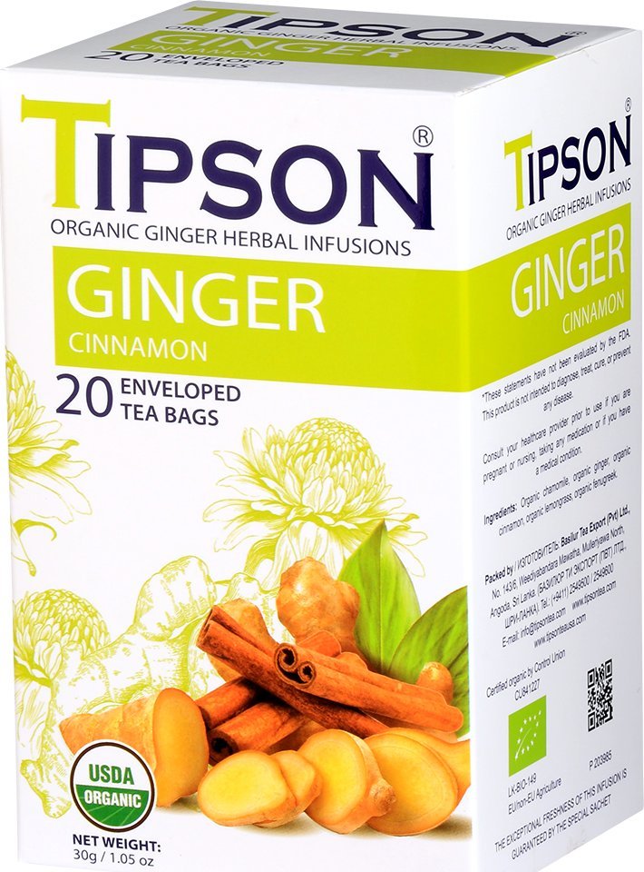 Tipson Tipson ORGANIC GINGER CINNAMON ziołowa herbata rumianek imbir cynamon - w kopertach 20 x 1,5 g