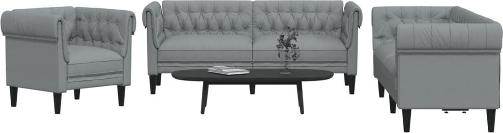 vidaXL 3-cz. komplet wypoczynkowy, jasnoszary, obity tkaniną