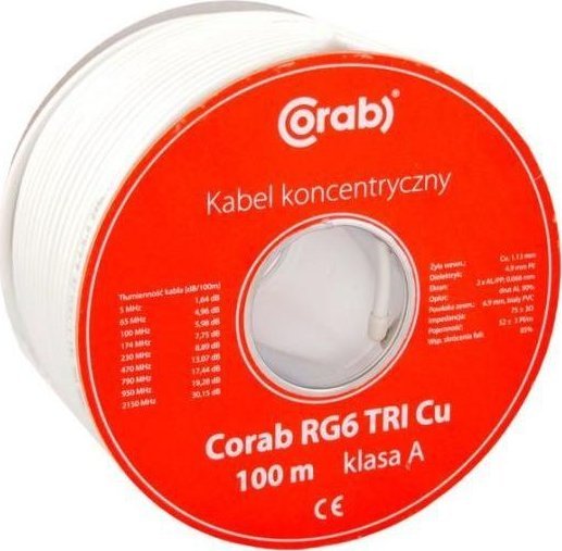 CORAB PRZEWÓD KONCENTRYCZNY RG6 TRI Cu CORAB ( szpula 100m ) klasa A