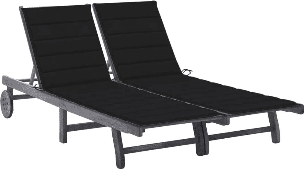 vidaXL 2-osobowy leżak ogrodowy z poduszkami, szary, drewno akacjowe