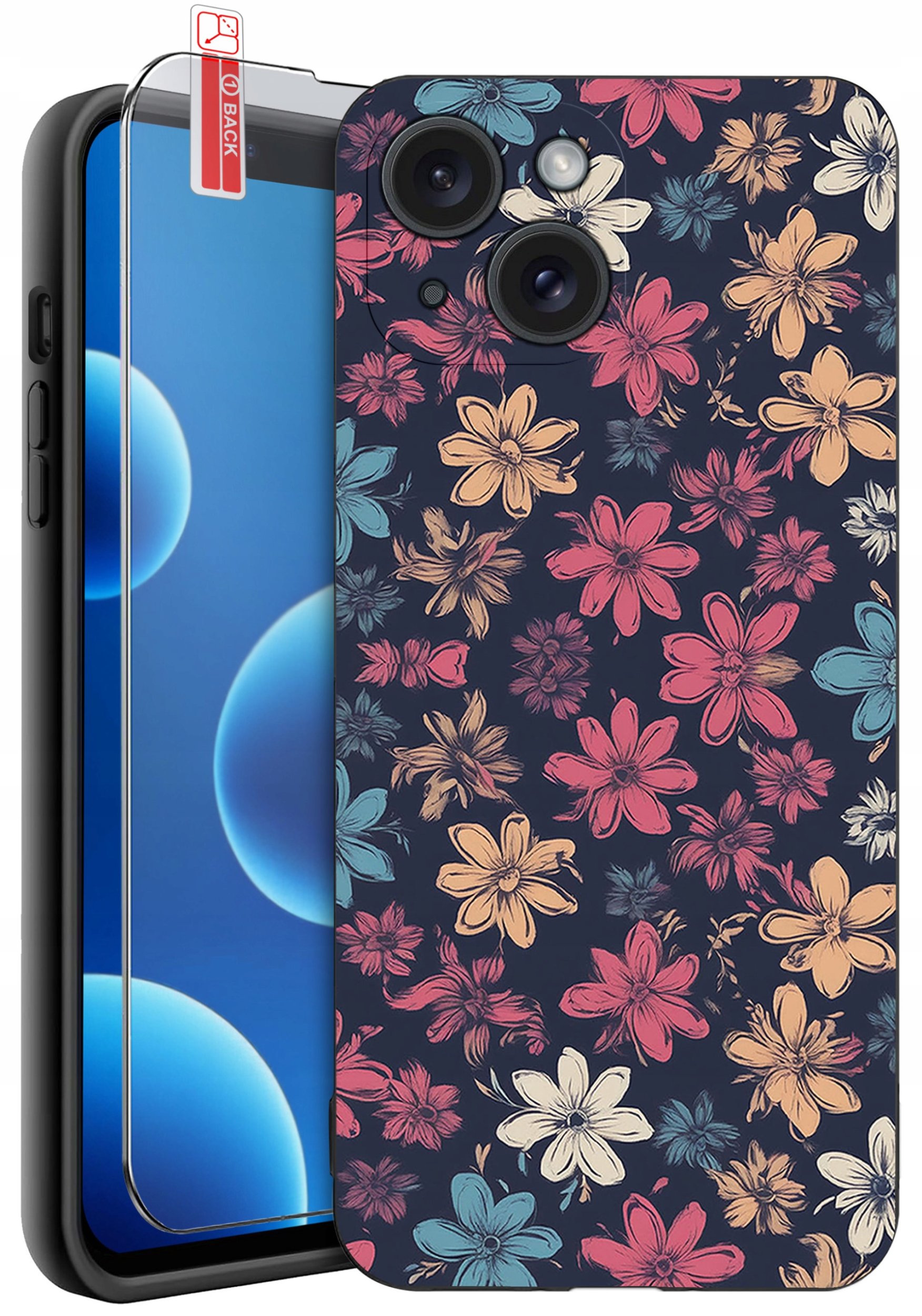 ETUI do iPhone 13 | 14 | WZORY | SILIKONOWE MATT CASE + SZKŁO 9H