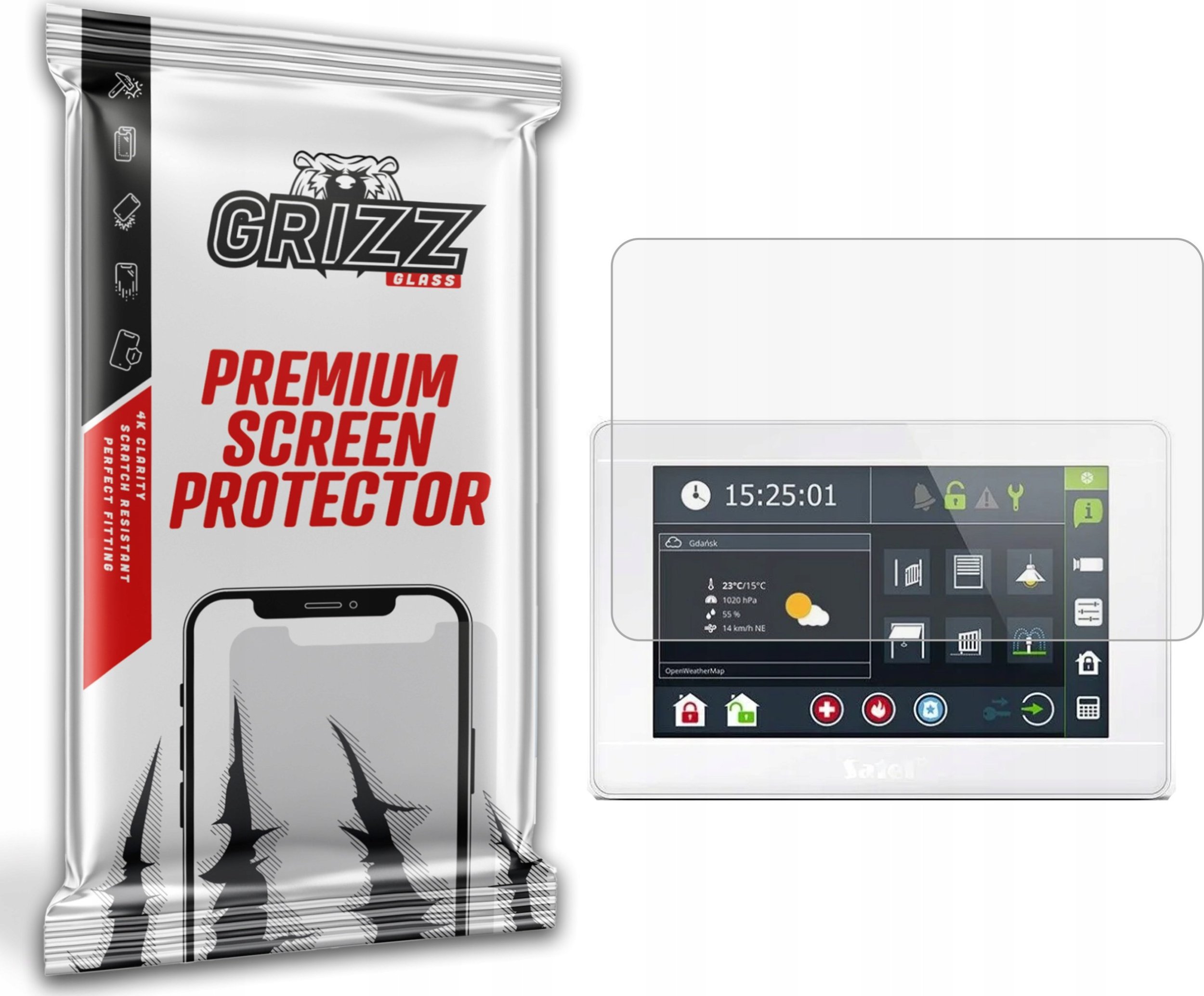 Etui do nawigacji GrizzGlass Folia matowa GrizzGlass PaperScreen do manipulatora alarmowego Satel INT-TSI-W 7"