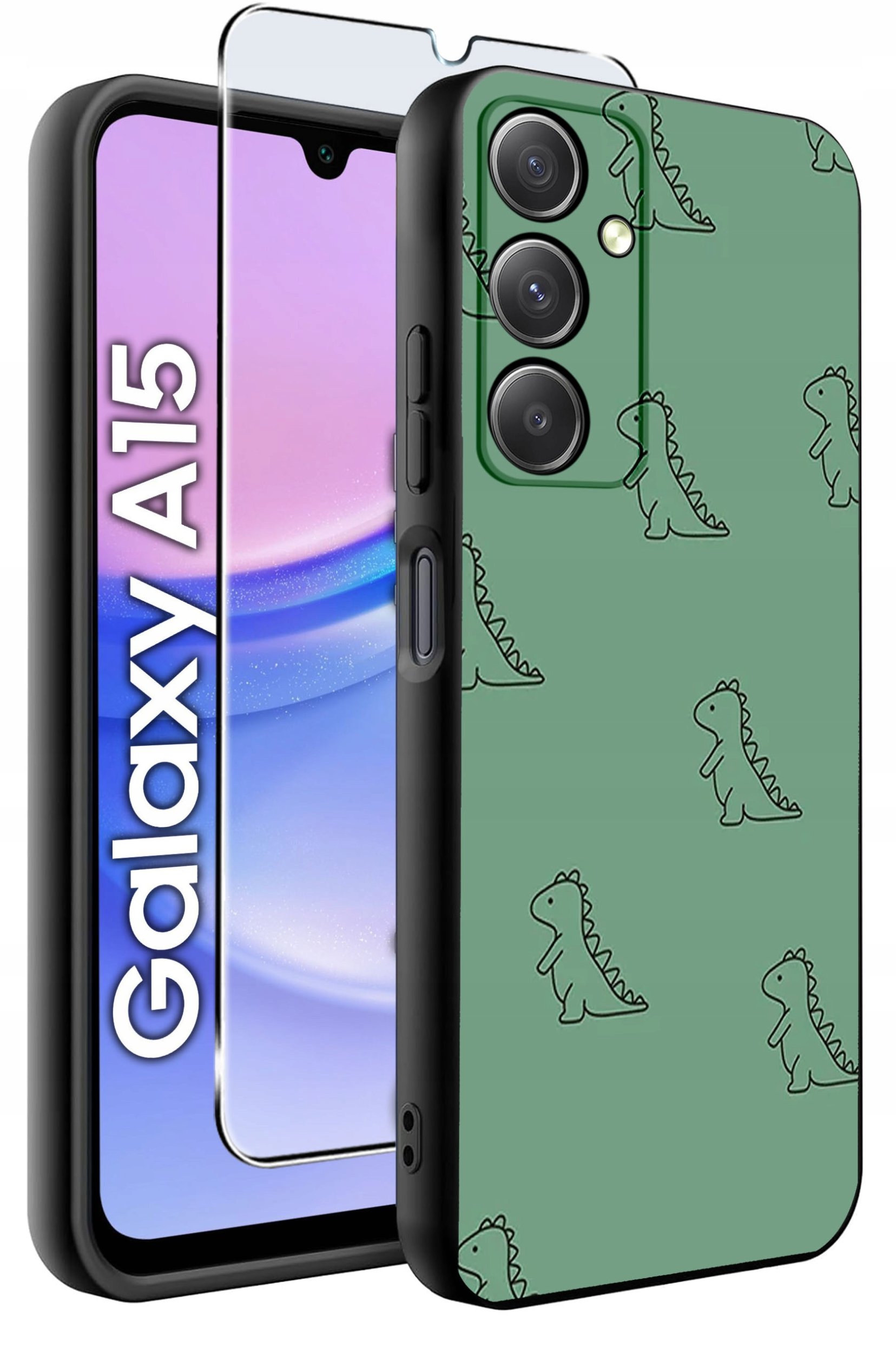 ETUI do Samsung A15 4G | 15 5G WZORY | SILIKONOWE MATT CASE + SZKŁO 9H