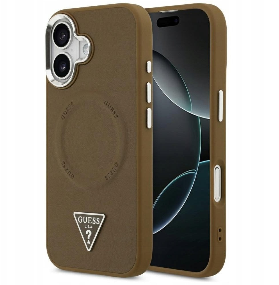 Etui Guess Triangle Logo MagSafe do iPhone 17 brązowy