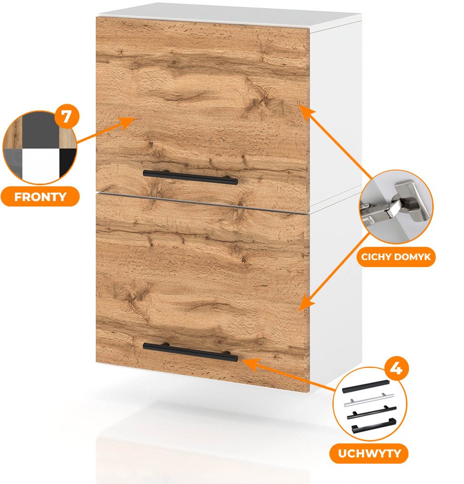 szafka kuchenna wisząca klapowa drewniana modułowa 40cm spremium dąb wotan