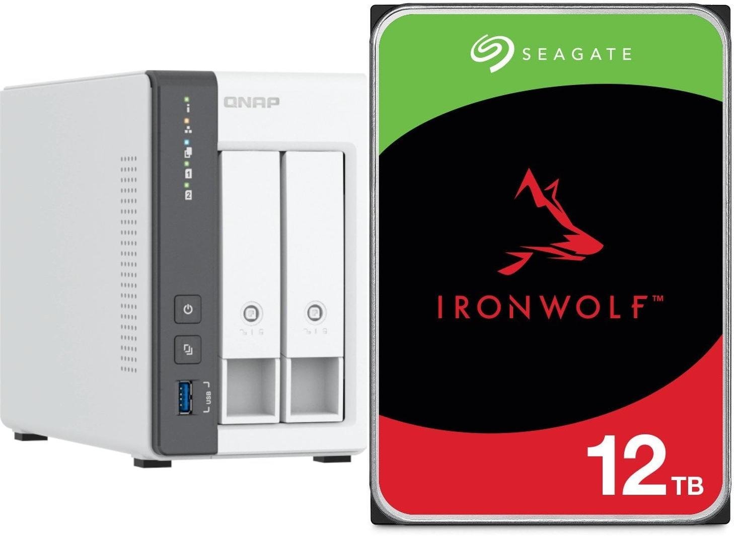 Serwer plików Qnap TS-216G + Seagate IronWolf 12TB (ST12000VN0008)