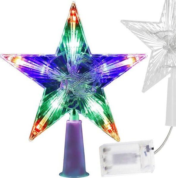 Springos Czubek na choinkę świecąca gwiazda 10 Led szpic multikolor UNIWERSALNY
