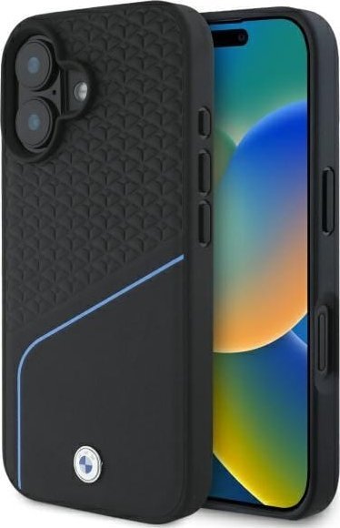 BMW BMW BMHMP16S23RDCLK iPhone 16 6.1" czarny/black hardcase Sign Leather Textured And Line MagSafe