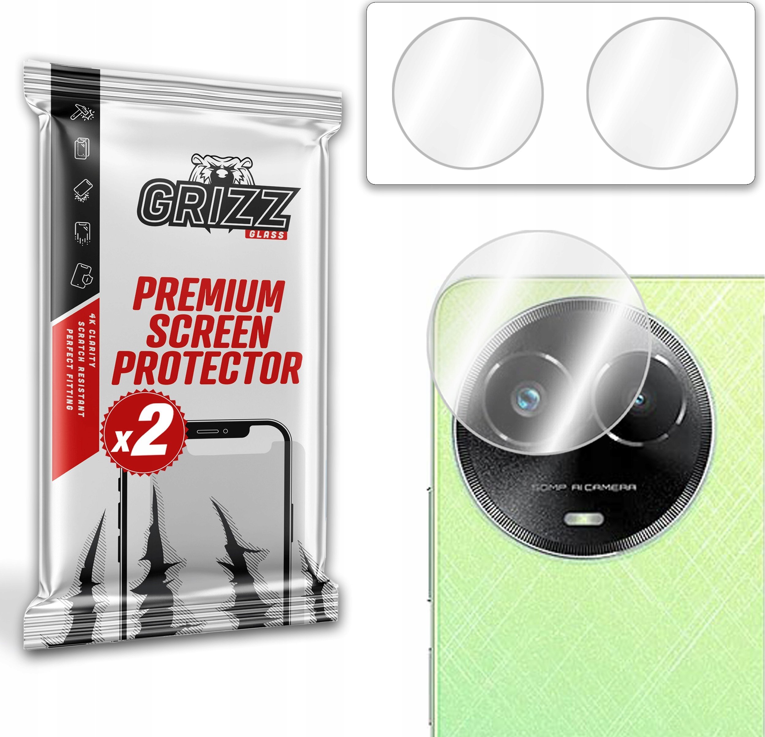 GrizzGlass Szkło na aparat GrizzGlass HybridGlass Camera do Realme Narzo 60x