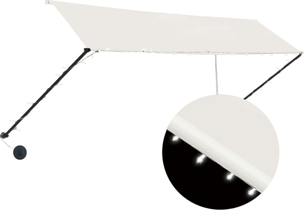 vidaXL Markiza zwijana z LED, 350 x 150 cm, kremowa