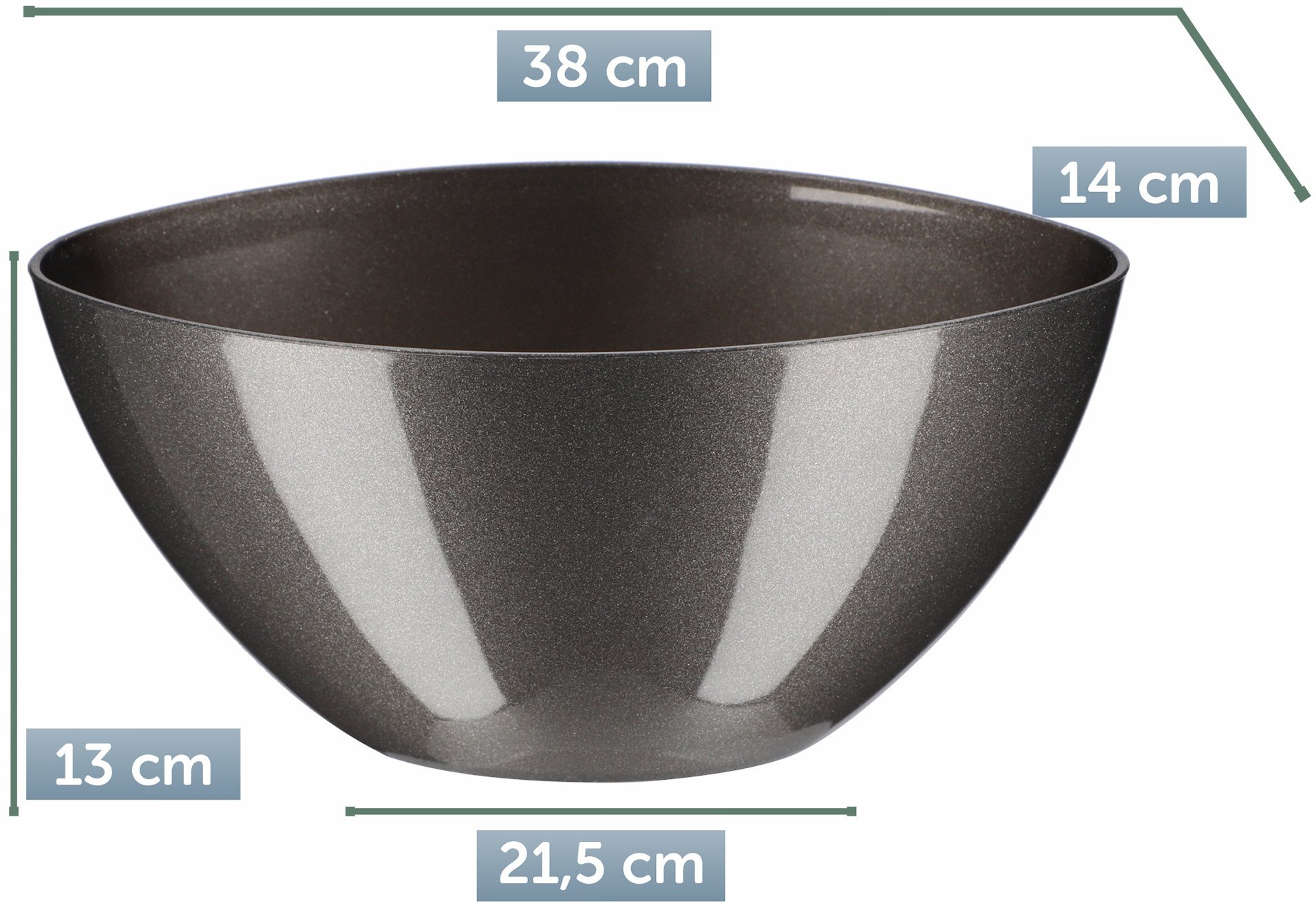 KADAX Doniczka Donica Na Kwiaty 38cm Osłonka Owalna Kwietnik Plastikowa Grafit