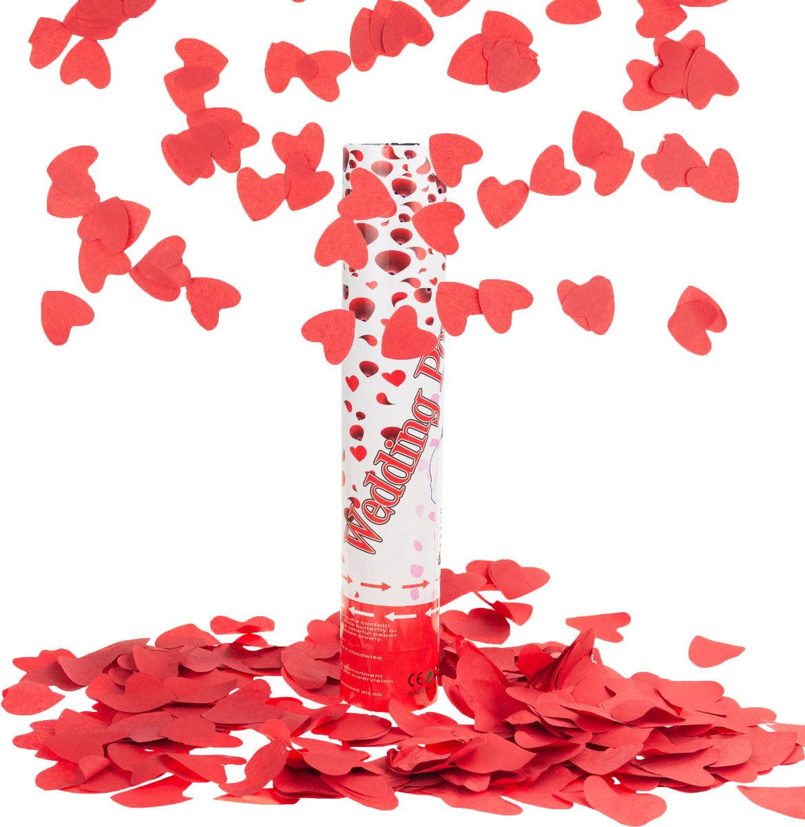 TG60121 KONFETTI TUBA STRZELAJĄCA CZERWONE SERCA ŚLUB