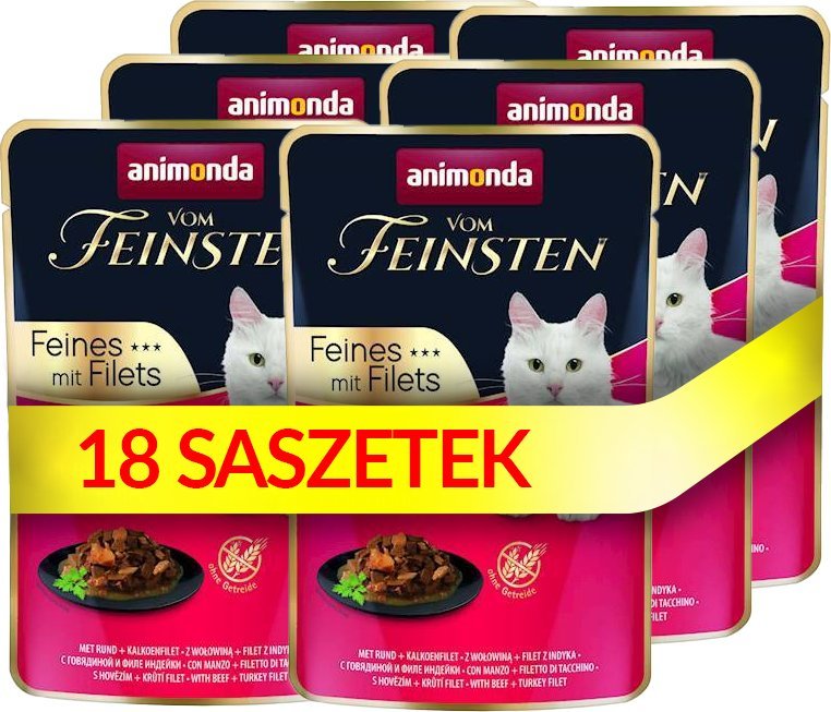 Animonda ANIMONDA Cat Vom Feinsten Adult Wołowina + filet z indyka saszetka 18x85g