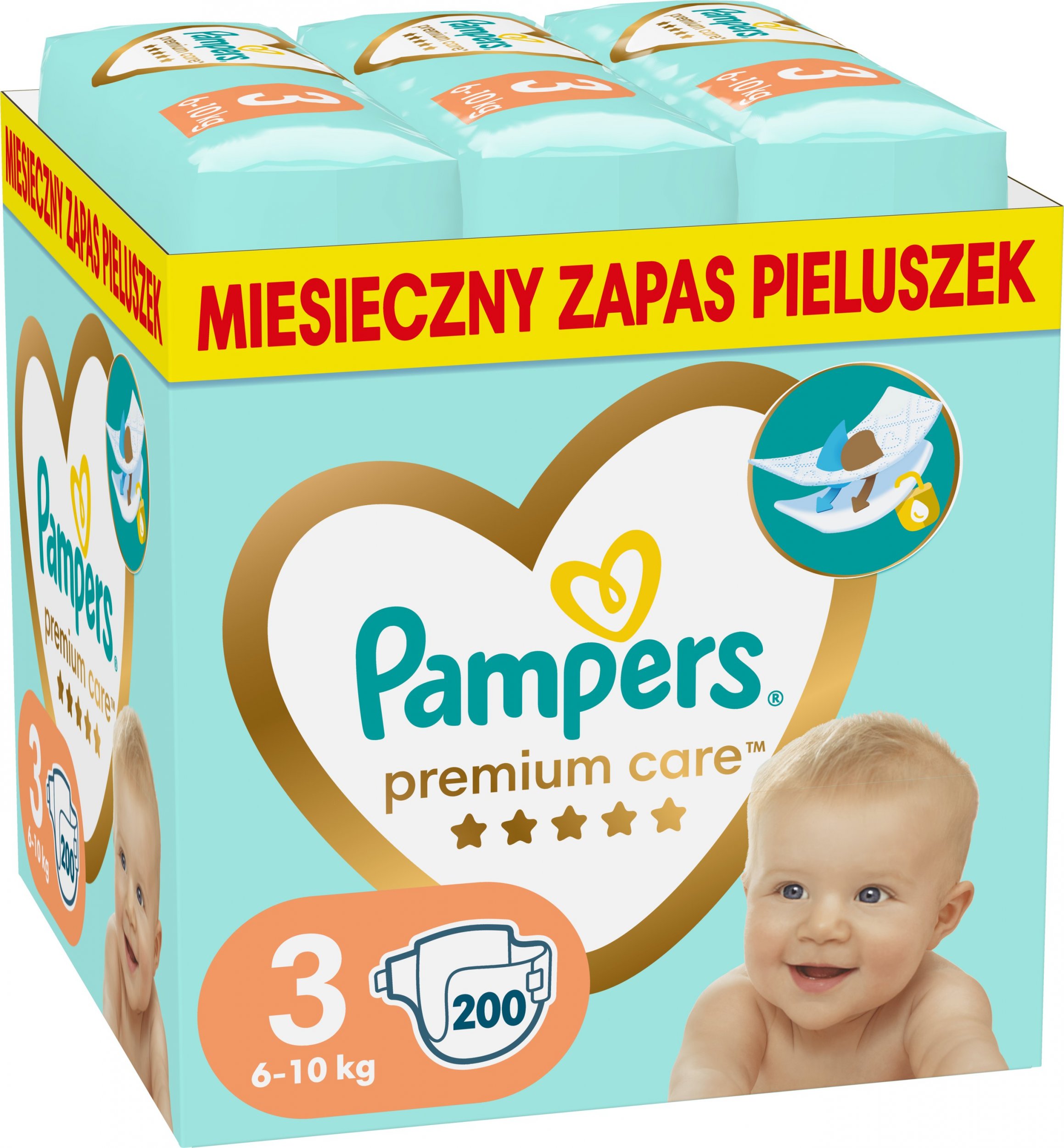 Pampers Pieluchy Premium Care 3, 6-10 kg, 200 szt.