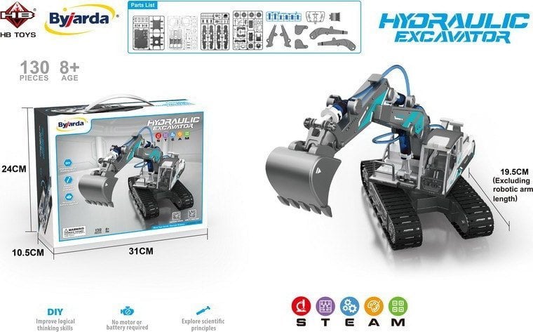 Triton Koparka Hydrauliczna do Składania dla dzieci 8+ Ruchome elementy + Części konstrukcyjne 130 el.