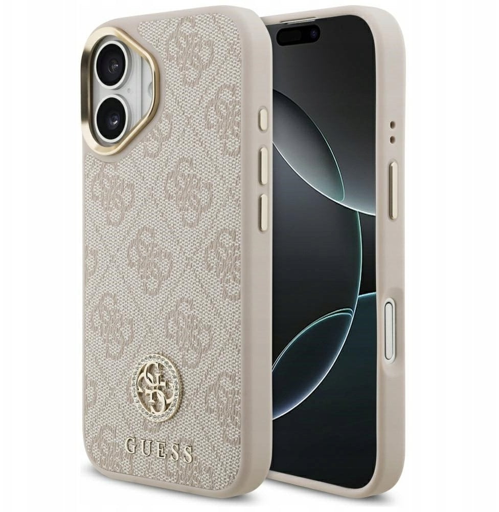 Guess Etui 4G Strass Logo MagSafe do iPhone 17 różowy