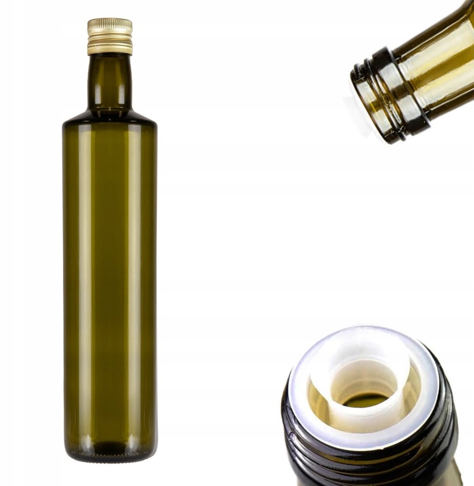 Butelka DORICA 750ml OLIWKOWA Z DOZOWNIKIEM na oliwę olej ciemne szkło 0,7l