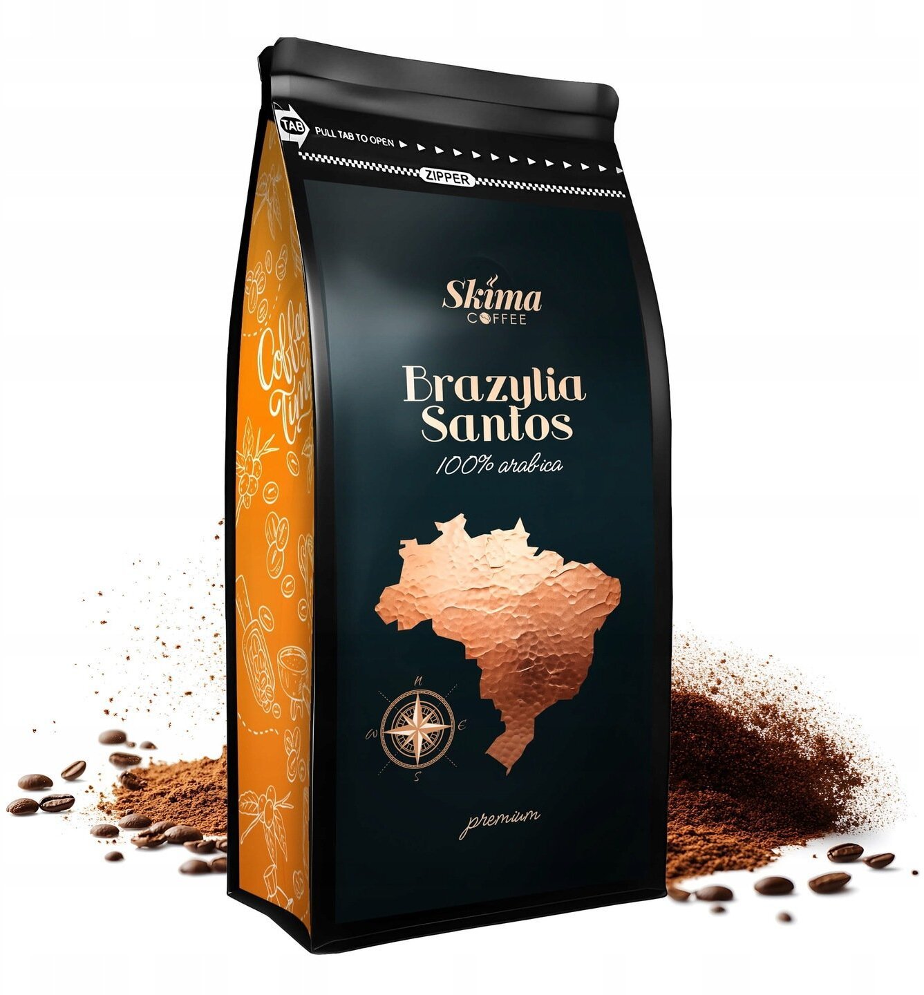 Kawa mielona SkimaCoffee Kawa Mielona 500g BRAZYLIA SANTOS 100% ARABICA Świeżo Palona