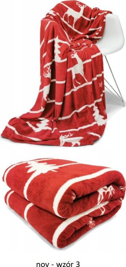 kontrast Koc Świąteczny Novel 150x200 czerwony