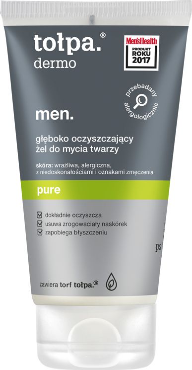 Tołpa Dermo Men. Pure, głęboko oczyszczający żel do mycia twarzy 150ml
