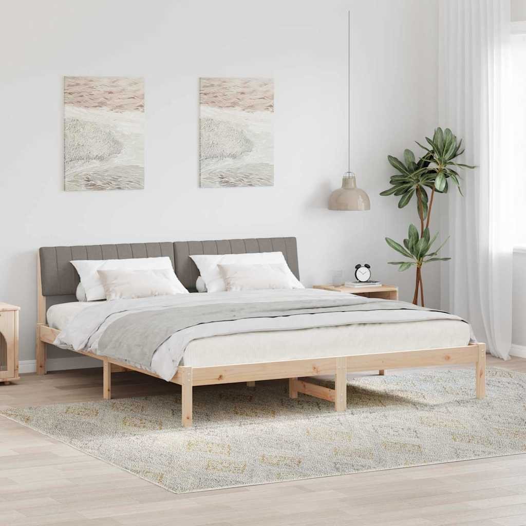 vidaXL Rama łóżka Brązowy i taupe 180 x 200 cm Lite drewno sosnowe