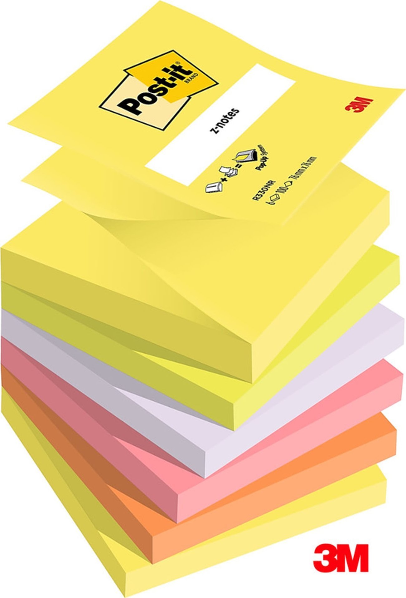 Post-it Karteczki Post-it Z-Notes 76x76mm (R330NR) mix kolorów (6x100)