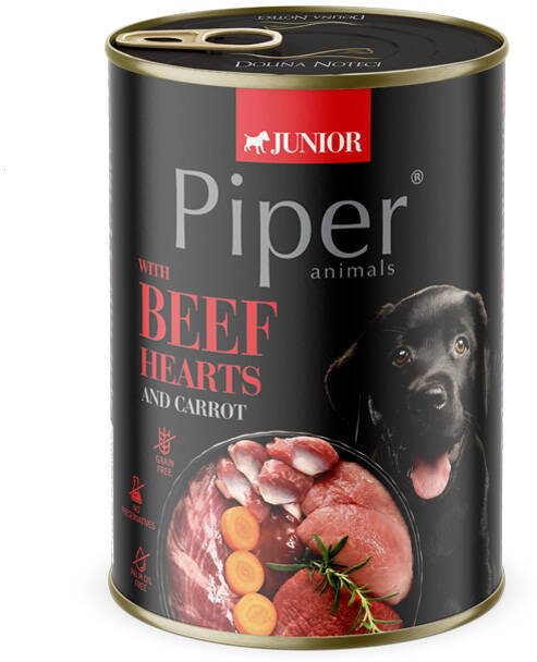 Piper Animals Junior Mokra karma dla psa z sercami wołowymi i marchewką 400 g