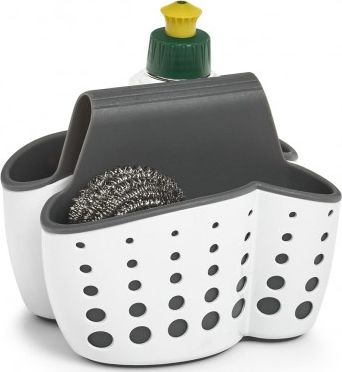 Zeller Organizer do zlewu, biały / szary, 14,5 x 13,5 x 12,5 cm