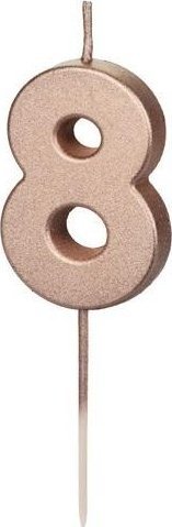 Świeczka urodzinowa 8 różowe złoto 4.5cm