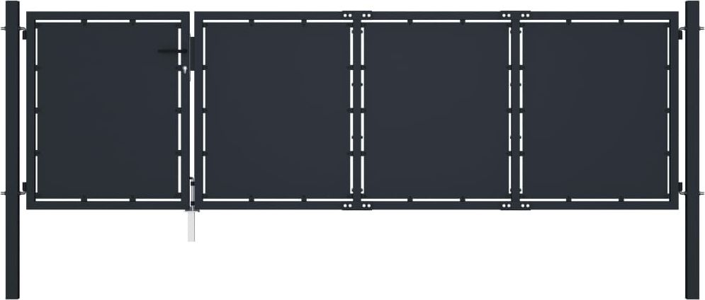 vidaXL Brama ogrodzeniowa, stalowa, 350 x 75 cm, antracytowa