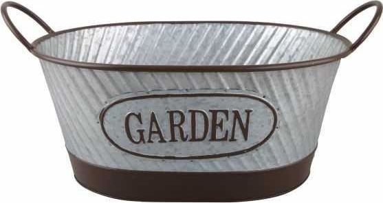 Tajemniczy ogród Pojemnik Garden owal cynk/brąz dł. 42 cm