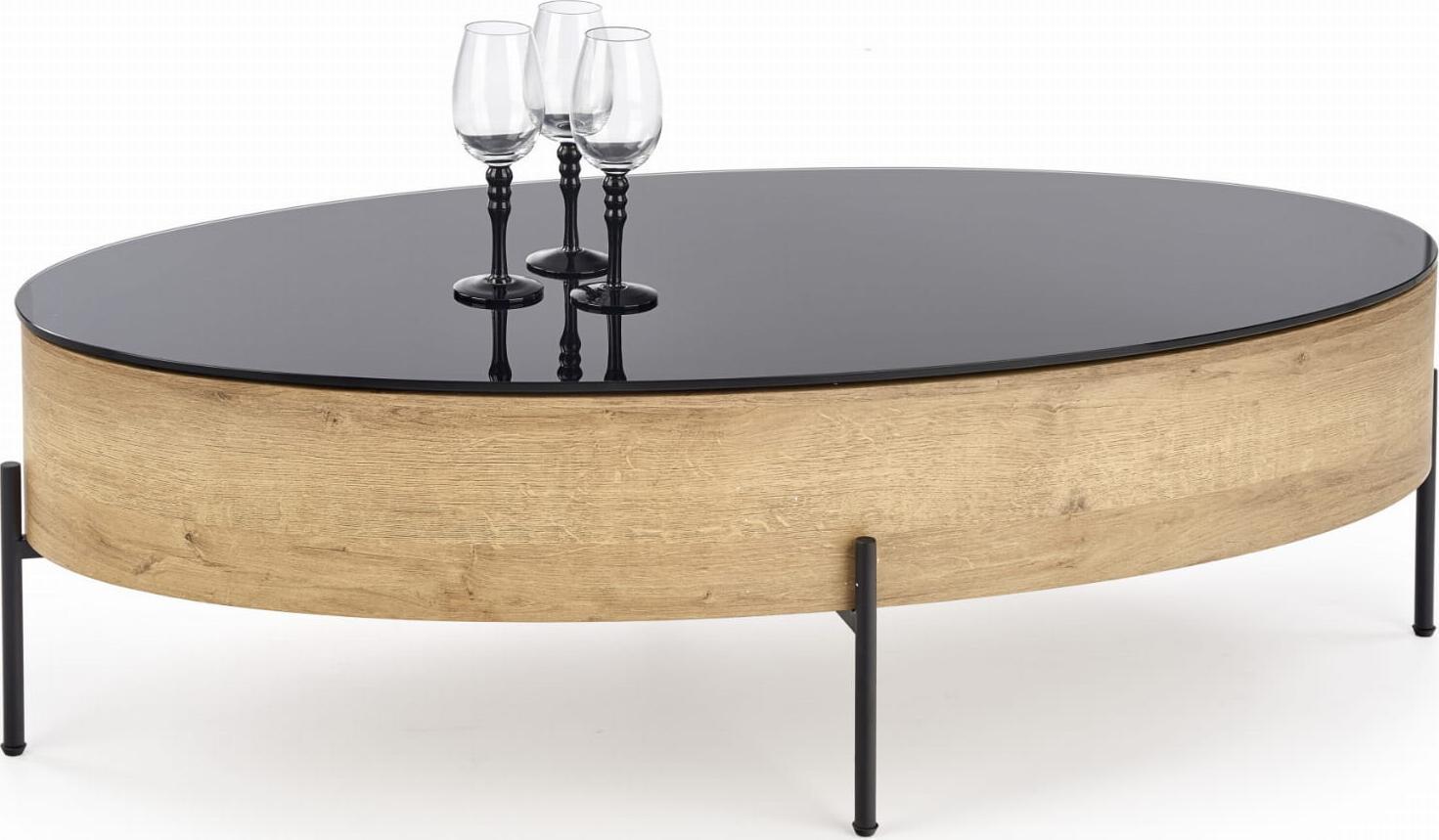 Halmar WNĘTRZARSKIE ZENGA ława z funkcją czarny / dąb złoty (1p=1szt)