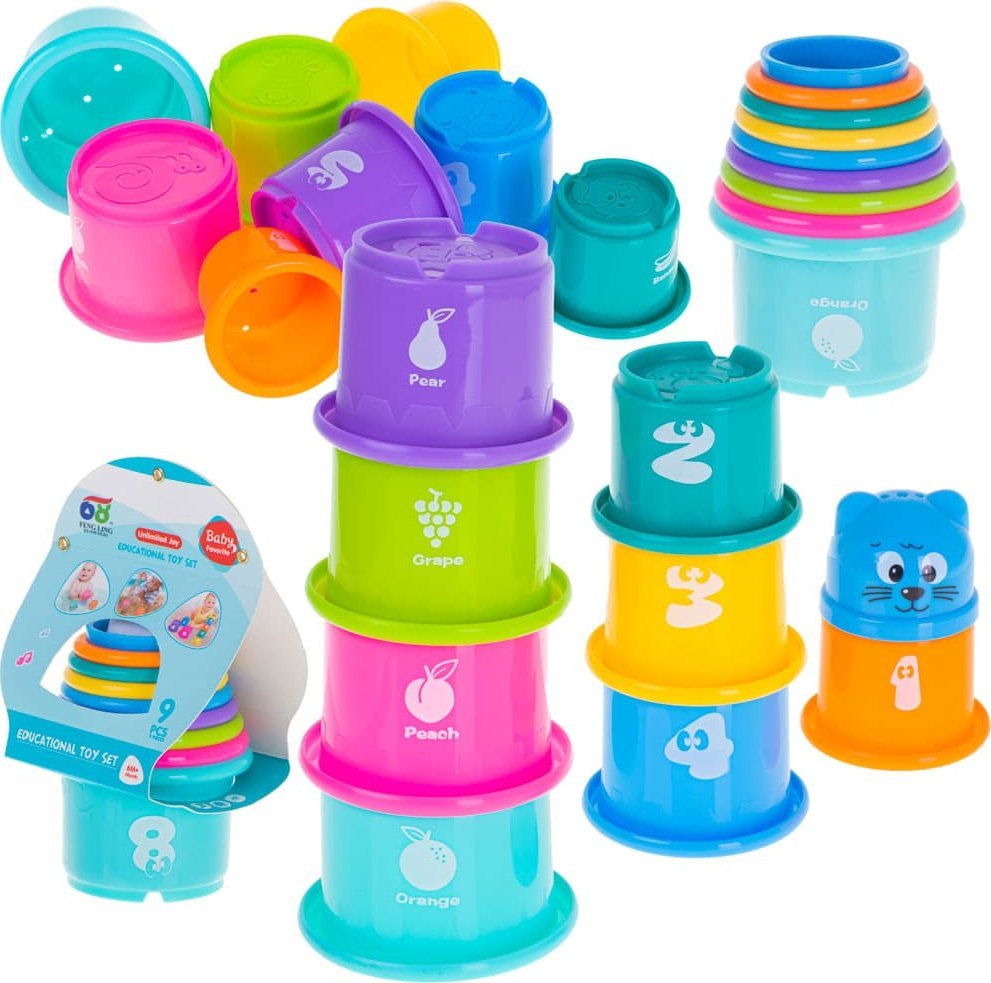 KIK Kubeczki edukacyjne wieża piramida cyfry i owoce