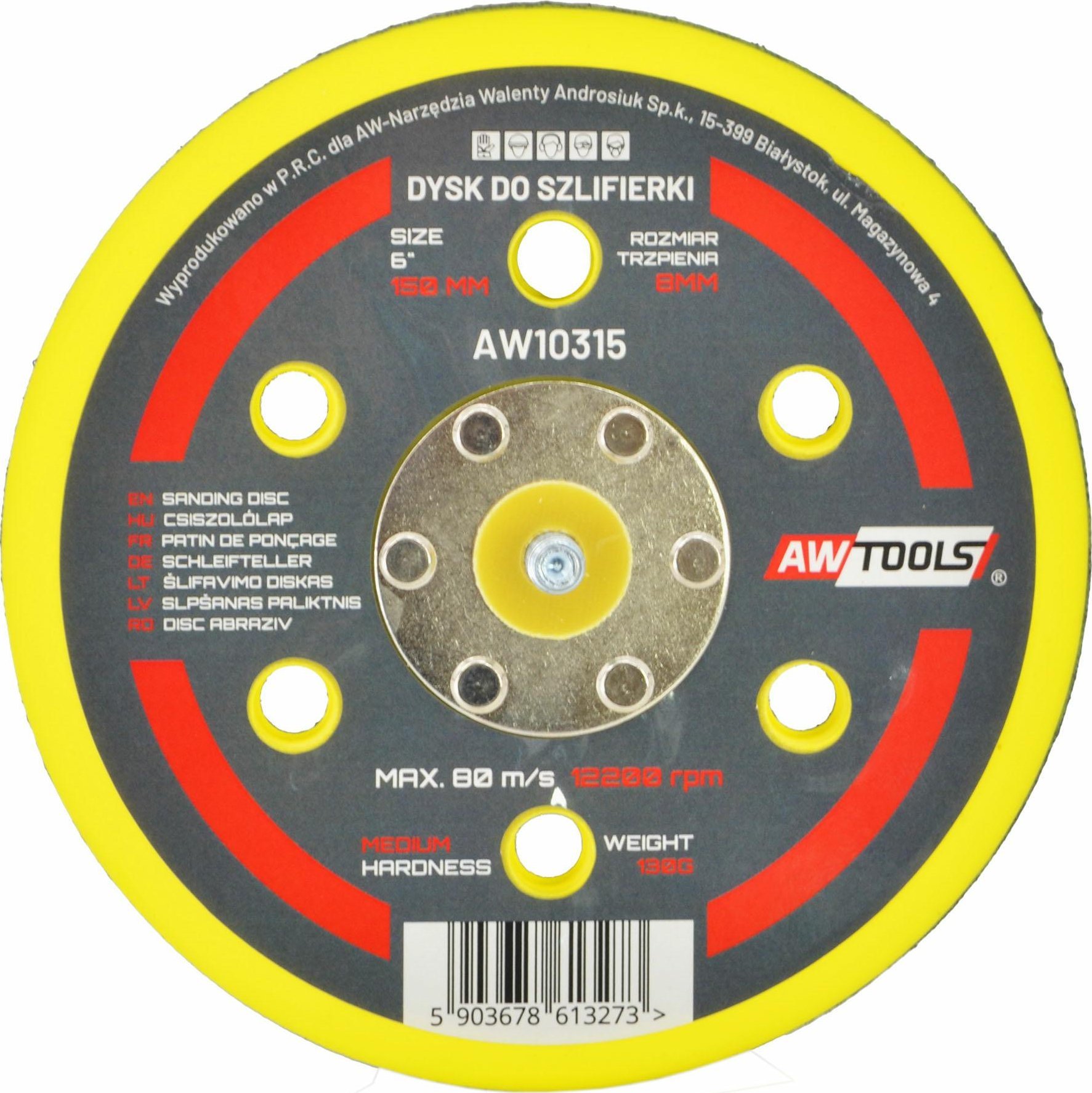 AWTools AW DYSK 150mm DO SZLIFIERKI MIMOŚRODOWEJ PNEUMATYCZNEJ