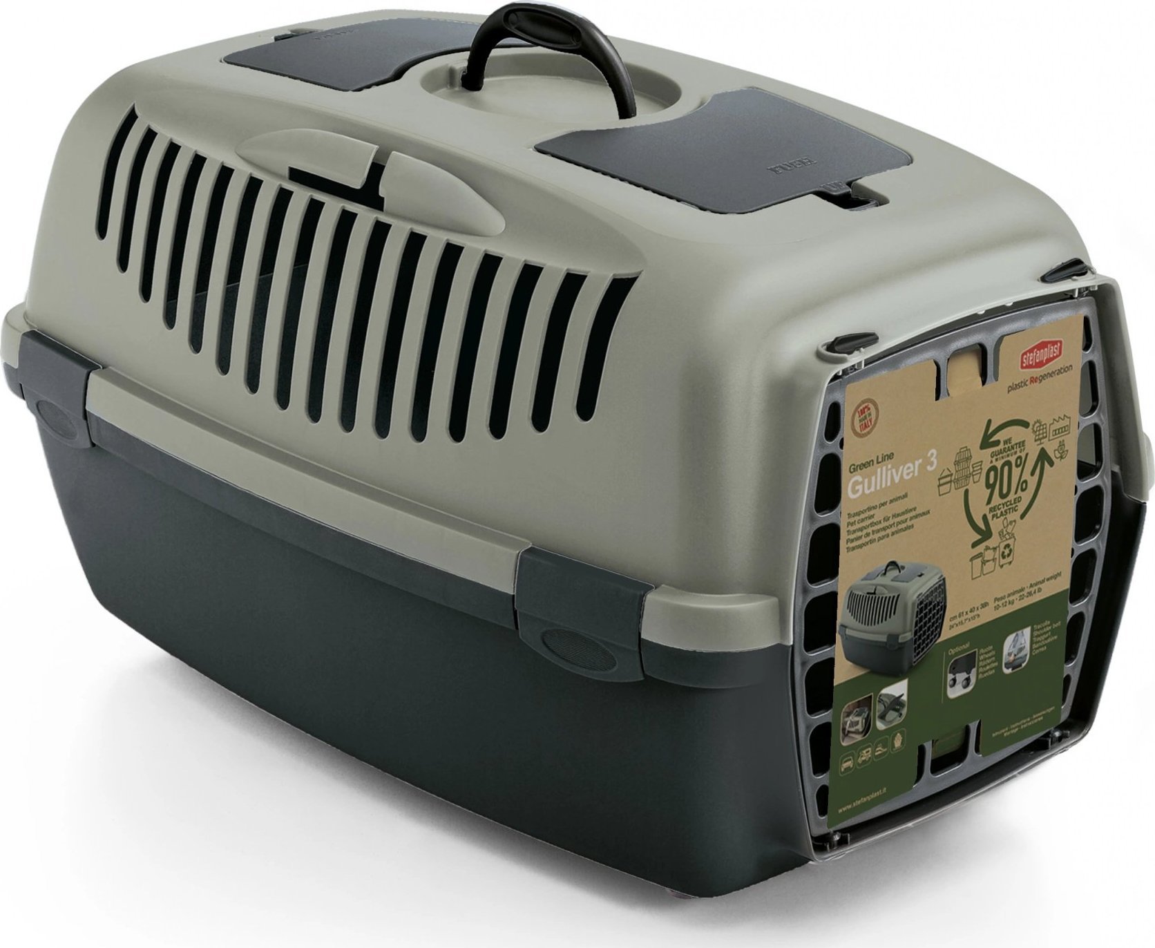 Zolux ZOLUX Transporter GULLIVER 3 z plastikowymi drzwiczkami kol. zielony, z recyklingu