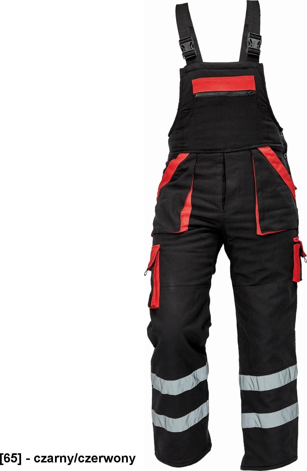 CERVA MAX WINTER RFLX - ogrodniczki - czarny/czerwony 52