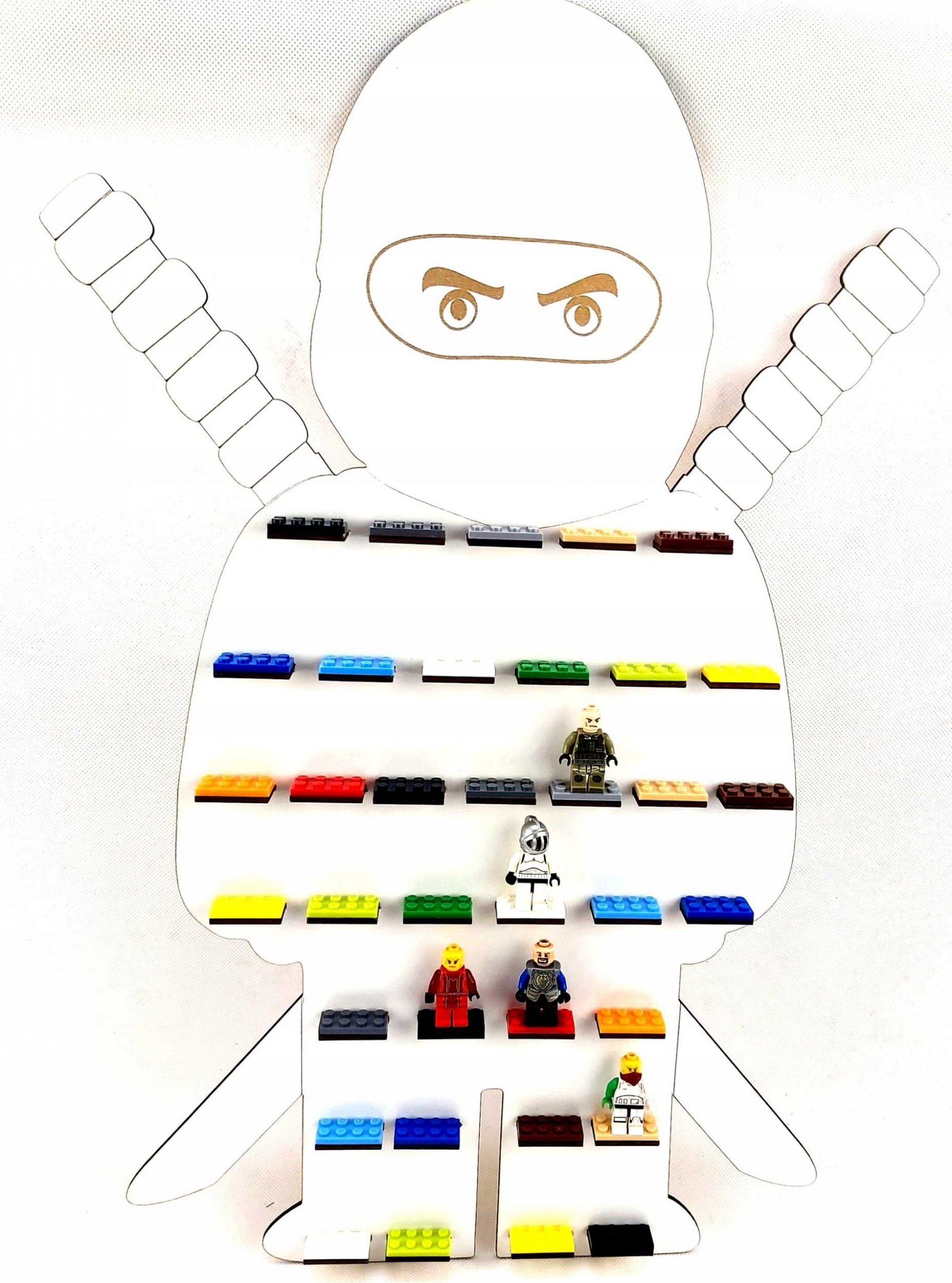 naSciane Półka regał na klocki ludziki figurki ninja biała