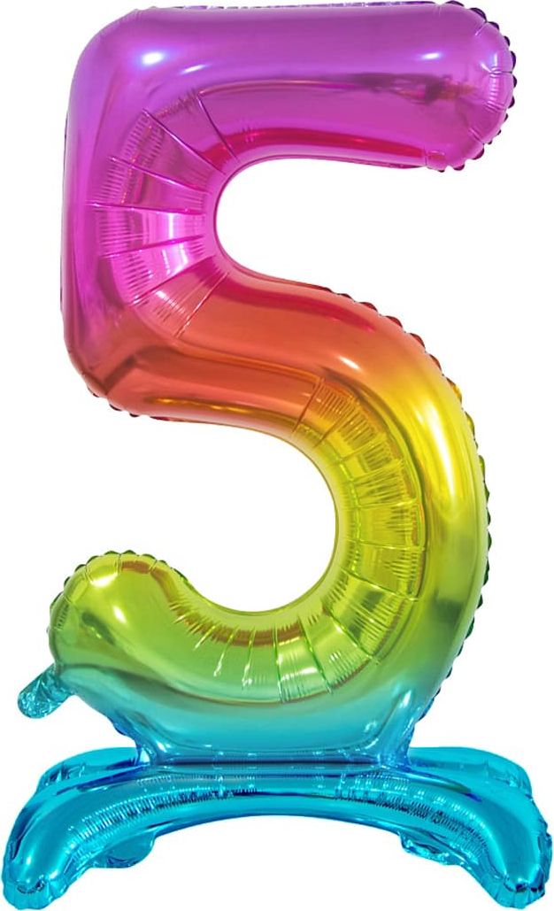 GoDan Balon foliowy cyfra 5 tęczowa - 74 cm uniwersalny
