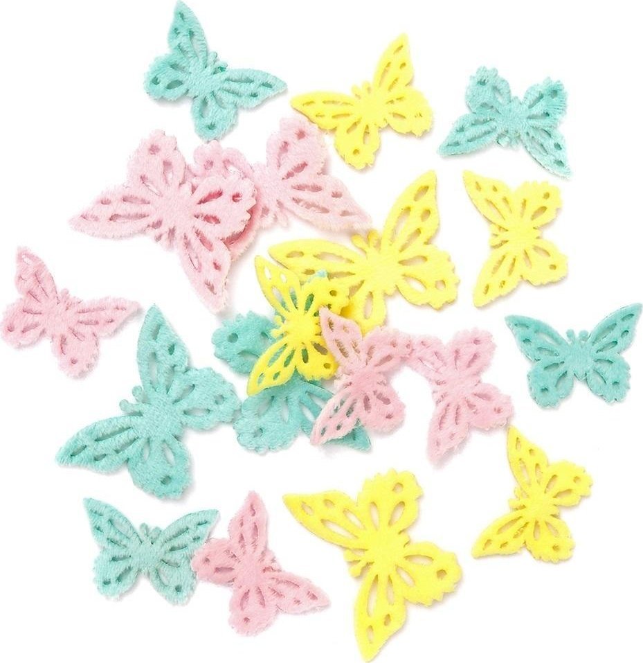 Naklejki pluszowe motyle pastelowe 15szt