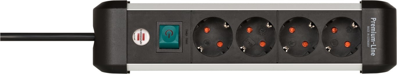 Kabel zasilający Brennenstuhl Brennenstuhl 1391030400 rozgałęziacz 1,8 m 4 x gniazdo sieciowe Wewnętrzna Czarny, Srebrny