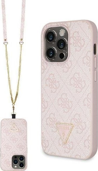 Guess GUHCP15LP4TDSCPP iPhone 15 Pro 6.1" różowy/pink hardcase Crossbody 4G Metal Logo