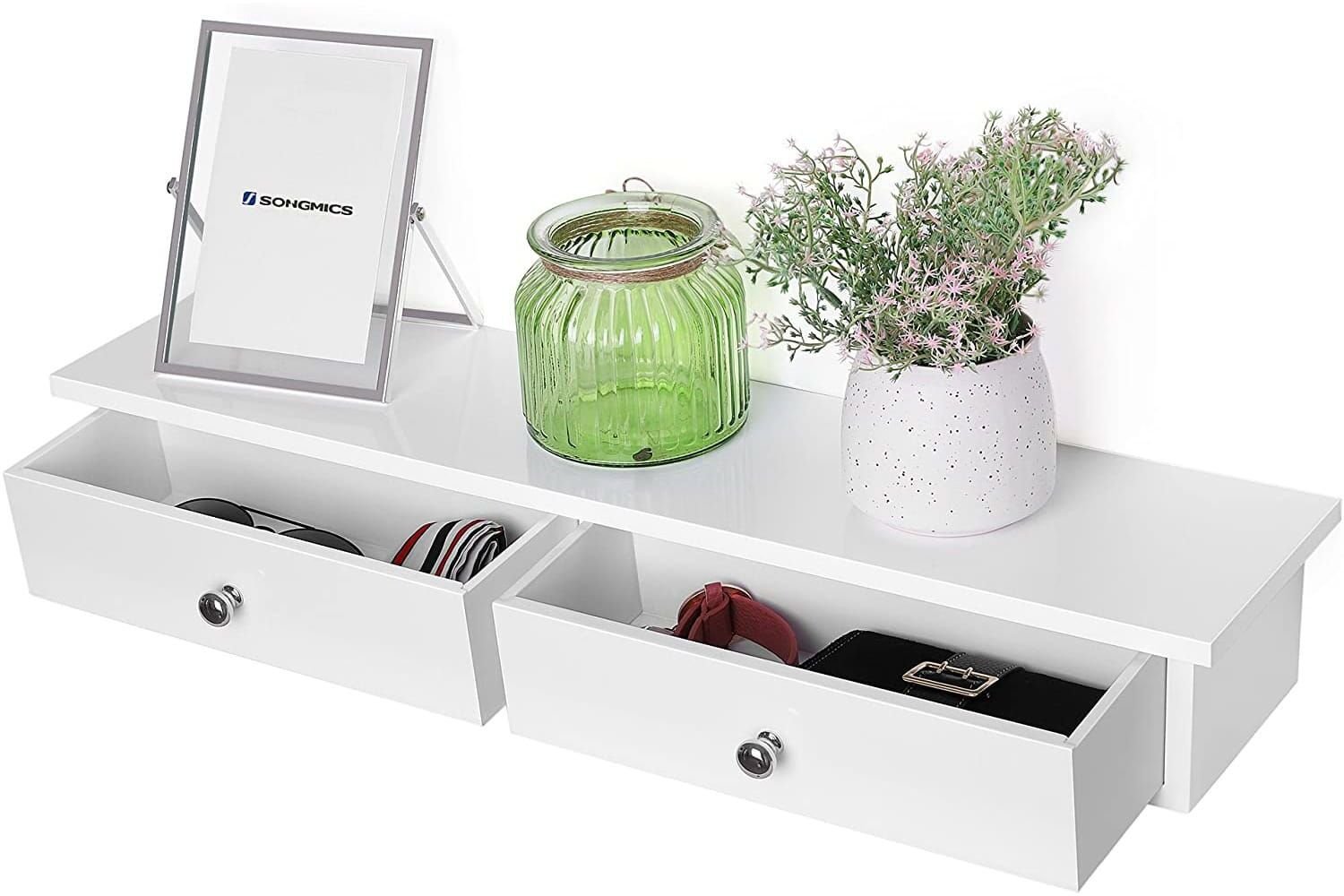 Szafka wisząca biała 65x15x10 cm z szufladami półka