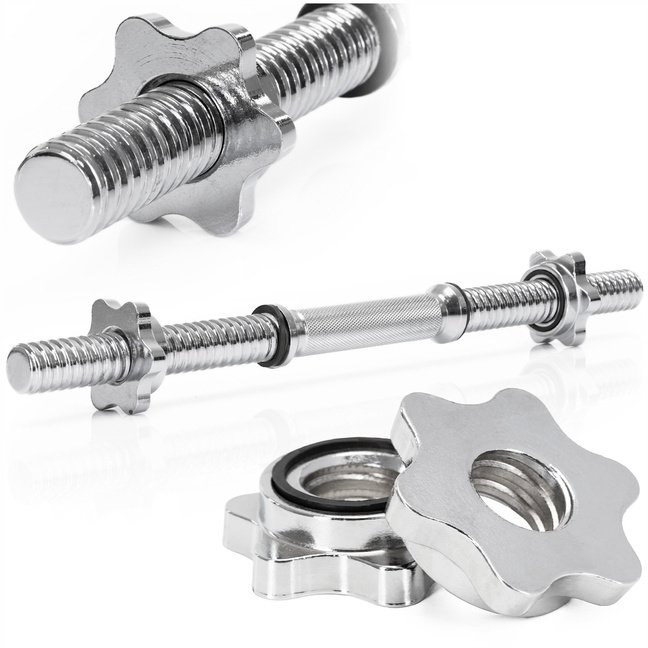 Gryf krótki 48 cm do hantli z zaciskami śr. 28 mm gwintowany, stal chromowana UNIWERSALNY