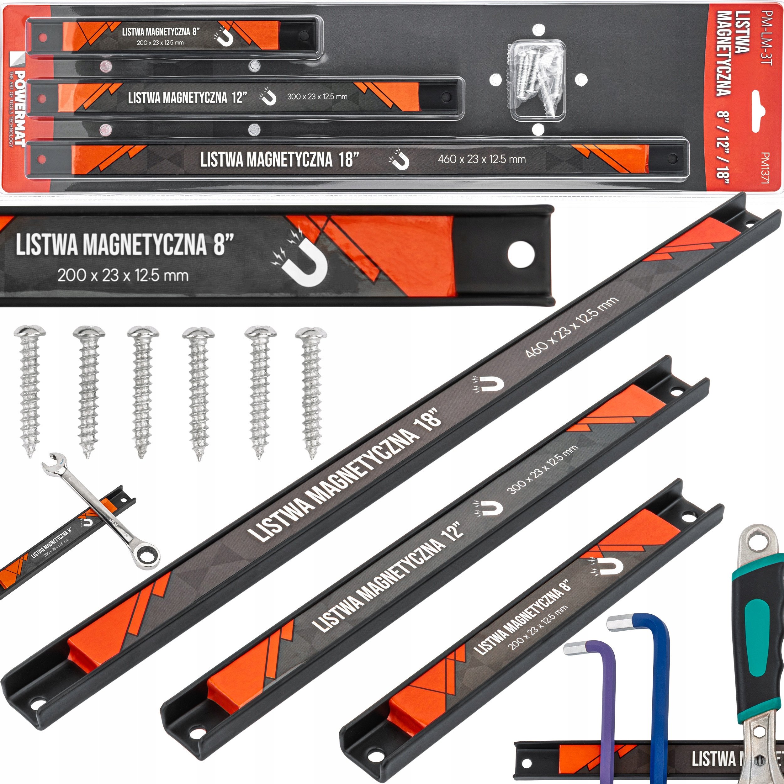 3x LISTWA MAGNETYCZNA ZESTAW MAGNES NA NARZĘDZIA AKCESORIA PRZYBORY UCHWYT