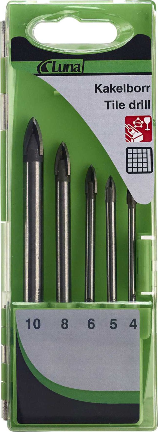 Wiertło Luna Zestaw wierteł do glazury z 4-ostrzowym wierzchołkiem z węglików spiekanych - 232180109