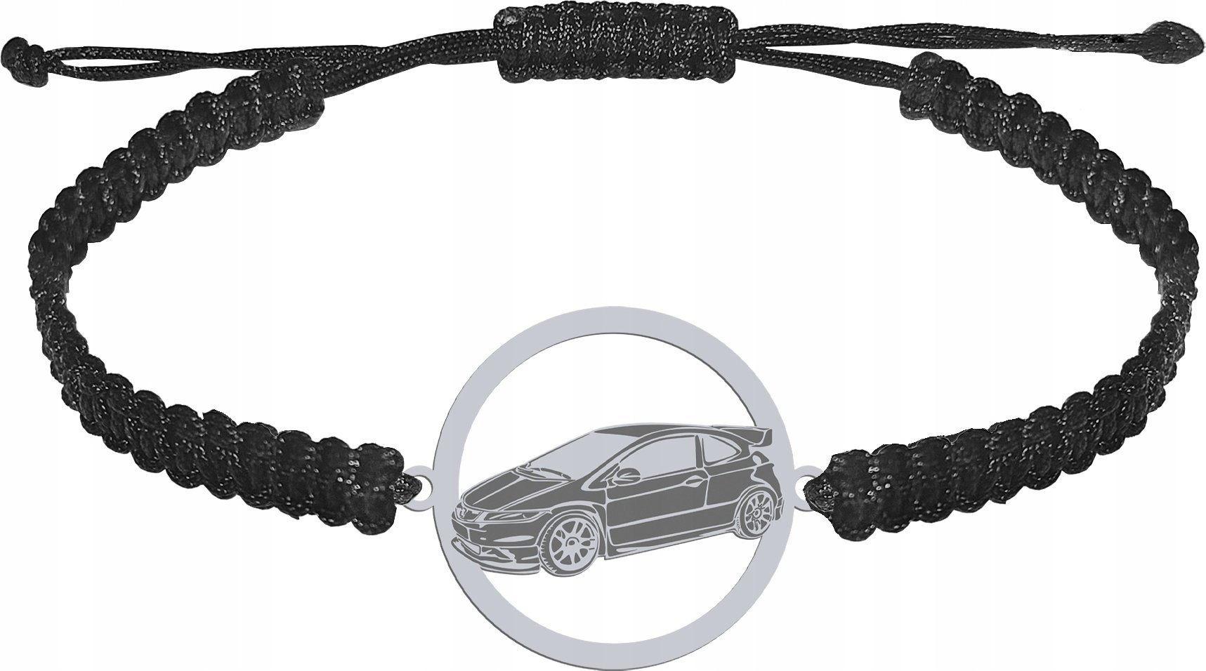 Radziszewska Jewellery Bransoleta Męska Samochód Srebro 925 Makrama Prezent GRAWER GRATIS