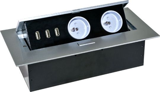 Orno Gniazdo wpuszczane w blat 3xUSB 2x230V AC Ssrebrne (OR-AE-1324/G)