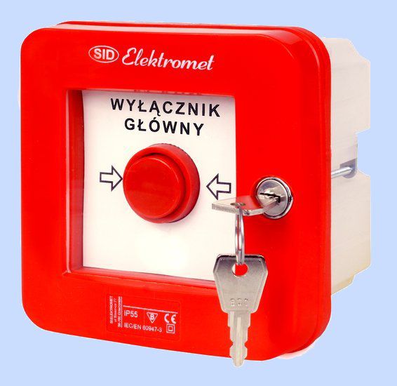 Elektromet Wyłącznik alarmowy z zamkiem 2Z 2R 12A /WYŁĄCZNIK GŁÓWNY/ IP55 WGZp-4s (921546)